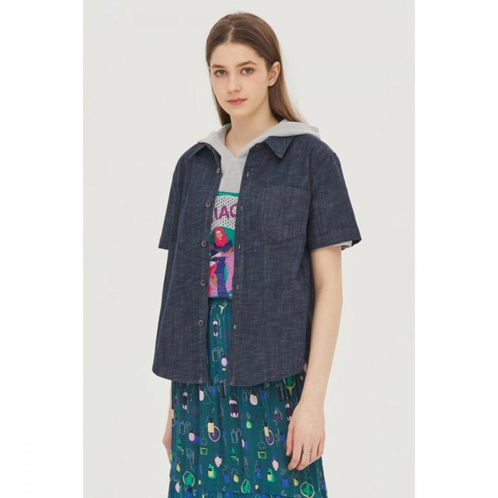 Benetton Denim Short Sleeve Blouse  Babl94231 NY (navy)/42(55)