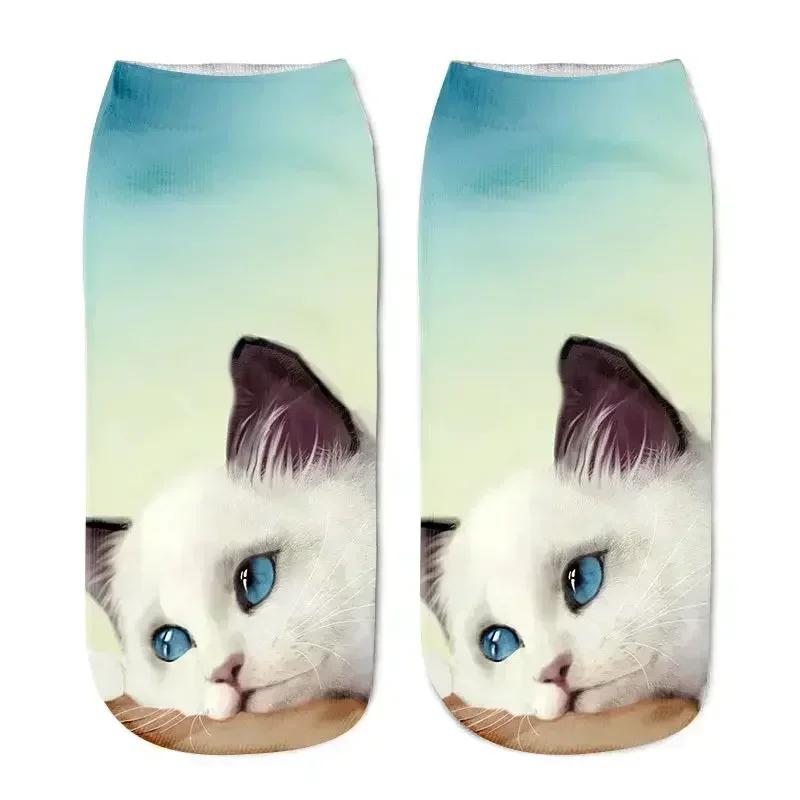 5Pairs Set 3D Cartoon Lovely Cat Puppy Dog Soft Pure Cotton Anklet Socks Harajuku Kawaii Versatile Breathable Casual Short Socks