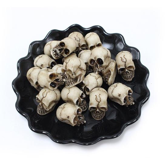 20 Stück Totenkopf-Ornamente, exquisite realistische Kunstharz-Mini-Schädel-Figuren für Foto-Requisiten, Halloween-Dekorationen