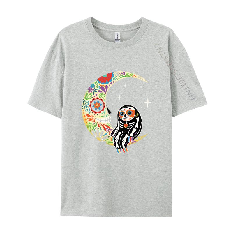 Sloth Dia De Los Muertos Skeleton Sugar TShirt Awesome Cotton Tee Camisas Men Birthday Camisa Streetwear Tshirt Custom S