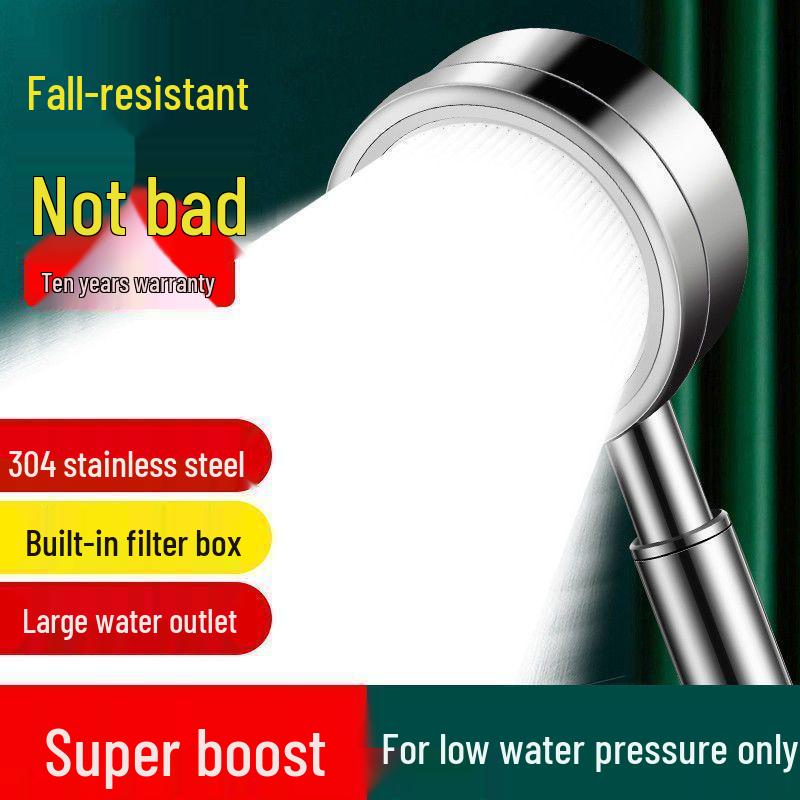 Large Water Output 304 Stainless Steel Handheld Flower Sprinkler Head with Hose Set for Bathroom.