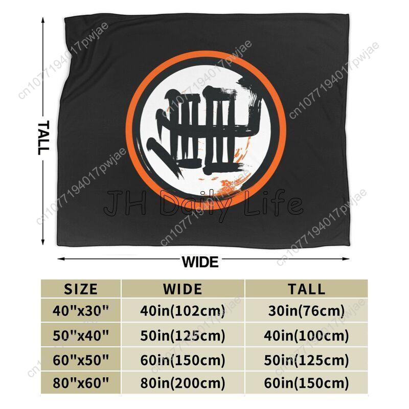 DBZ Kanji Print Flannel Blanket Soft Cozy Warm Fleece Throw Blanket Lightweight Fuzzy Plush Blankets for Bed Sofa Picnic Travel