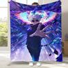 Anime Jujutsu Kaisen Cartoon Itadori Yuji Flannel Blanket,Ultra Soft Plush Throw for Home Bedroom Bed Sofa Cover Office Picnic