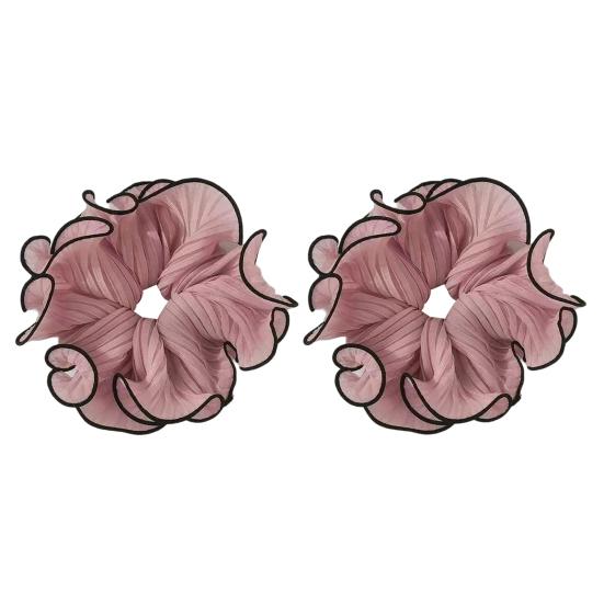 2Pcs Hair Ties for Women, Soft Fabric Oversized Hair Ropes, Ruffled Design Back Head Bun Hair Bands, Hair Accessories for Daily Life School Office