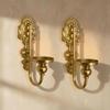 2 Pieces Wall Candle Sconce Vintage-Style with Scrollwork Gold