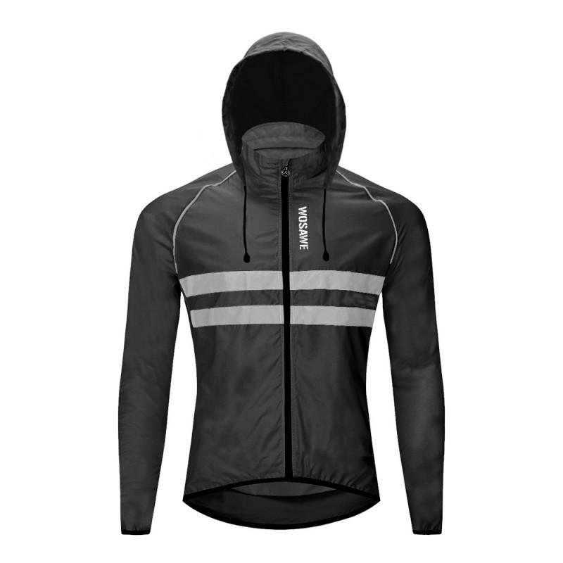 Windproof Cycling Jacket With Hood Breathable Reflective Long Sleeve Outerwear Mountain Road Bike Riding Use