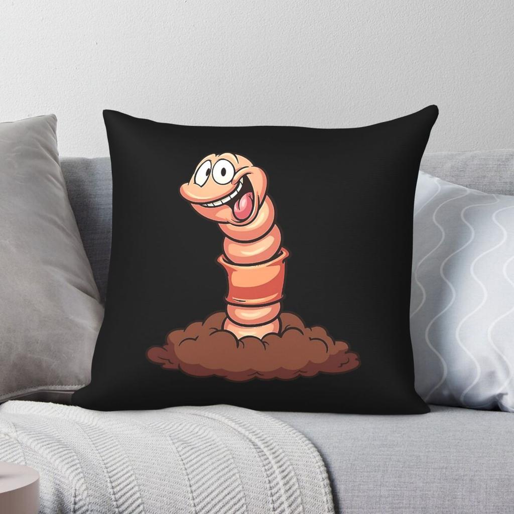 Blue Worm Cartoon Square Pillowcase Polyester Linen Velvet Printed Zip Decor Throw Pillow Case Bed Cushion Cover x