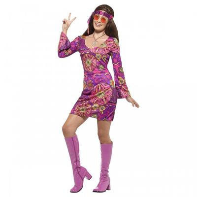 Smiffys Conjunto de fantasias hippie Woodstock para mulheres/senhoras