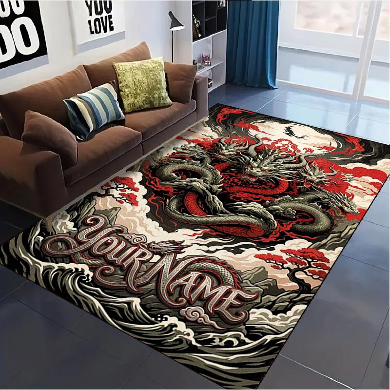 Name Custom Dragon Art Carpet Rug for Living Room Bedroom Home Sofa Decoration,Kids Play Non-slip Floor Mat