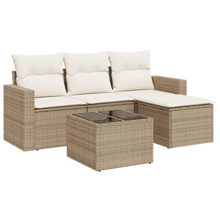 VidaXL Garden Lounge Set with Cushions 5 Pcs Beige Braided Resin 3251215