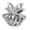 WOSTU 925 Sterling Silver Punk Gift Purple Red Green Spider Charms Pendant Bead Fit Original Bracelet Necklace DIY Birthday Gift