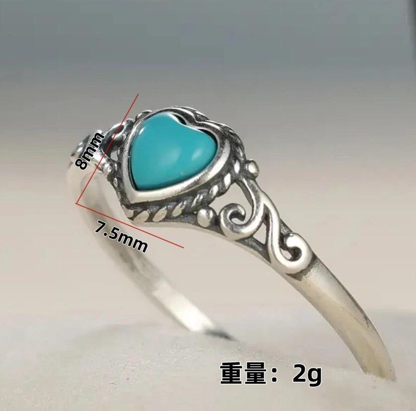 Luochen этническое ретро кольцо имитация натурального камня синяя любовь кольцо на палец нишевый темперамент ручные украшения no. 6
