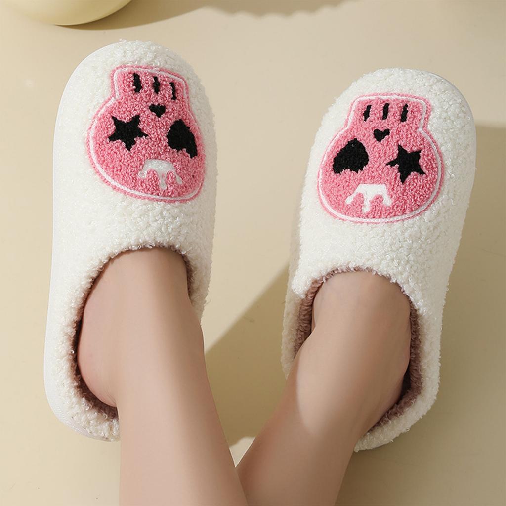 Women's Cotton Winter Slippers with Print, Warm Indoor House Shoes for Halloween
