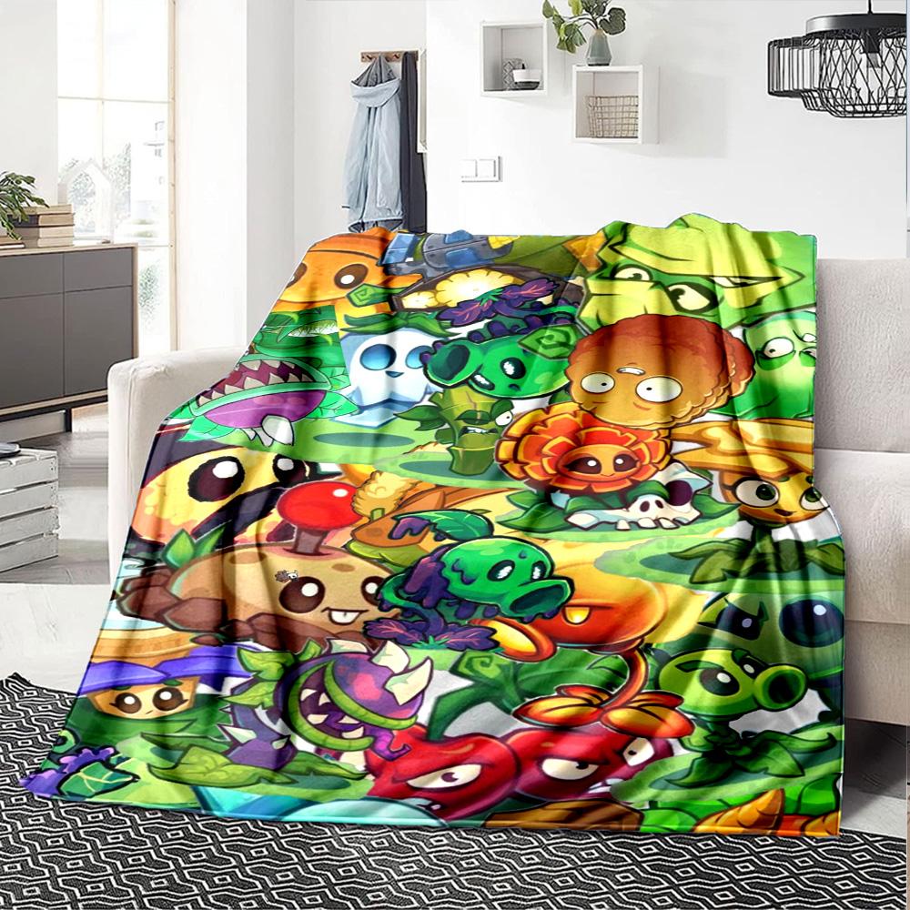 Plants Vs. Zombies Blanket Durable Comfort Great for Bedding Sofa Seaside Four Seasons Multipurpose Digital Print