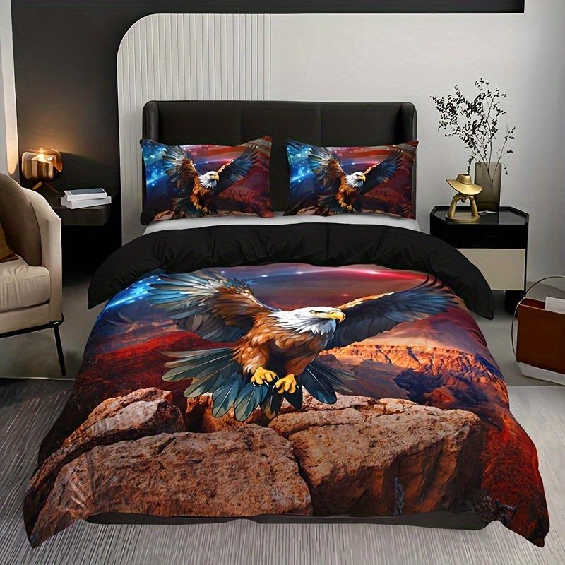 Adler Muster 3D Digitaldruck Quilt Set Dreiteiliges Bettwäscheset