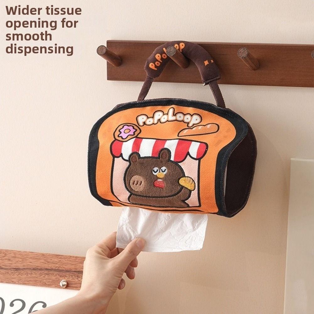 Cartoon Hanging Tissue Bag Cute Reusable Wall Hanging Napkin Dispenser Universal Space Saving Portable Tissue Cover Kitchen