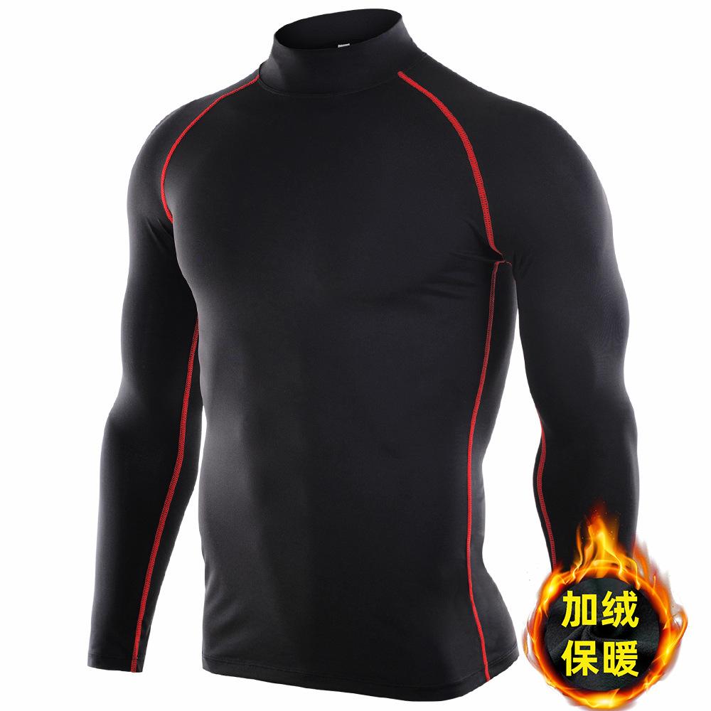 Men's Sports Running T Shirt+ Pants Fleece Thermal Quick Drying Clothes Winter Warm Long Sleeve Tops & Trousers for Running Fitness Training
