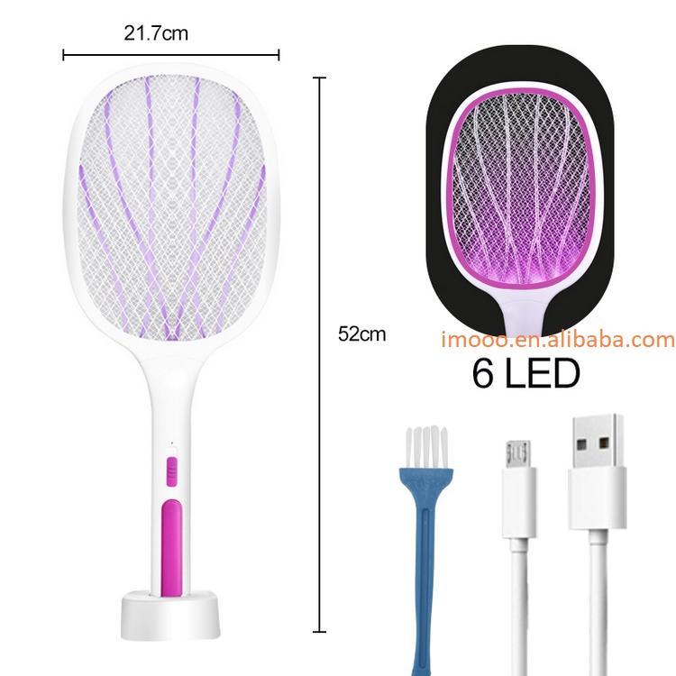 Factory Price 2 in 1 LED Mosquito Killer Lamp Handheld Fly Swatter Home Outdoor Rechargeable Electric USB Bug Zapper Racket