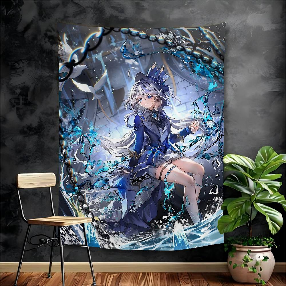 Furina Genshin Tapestry Art Printing Art Science Fiction Room Home Decor Wall Art Decor