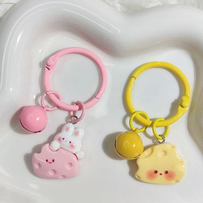 Cute Cartoon Cheese Keychain Creative Lovely Bag Pendant Keyring Girls Schoolbag Decoration For Friendship Gifts