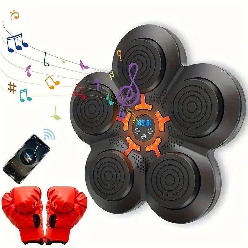 Music Boxing Trainer with Gloves – Intelligent Counting Electronic Target, Agility & Reflex Training Equipment, Wireless-Enabled