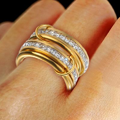 4ks Stohovatelný prsten Spinelli Kilcollin pro ženy Luxusní INS Módní Lesklý Zirkon Nerezový prsten Stohovací sada Ručně vyráběný Zirkon