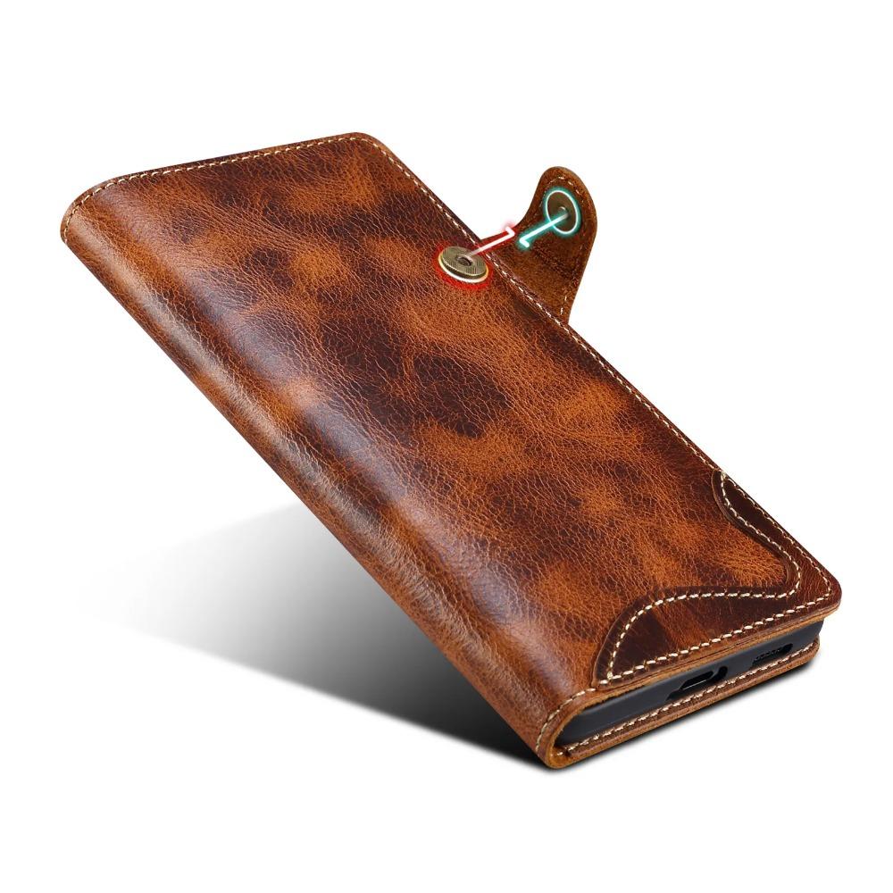 Retro Genuine Leather Case for Samsung Galaxy S26 Ultra S26+ S20 S10 Note 10 Plus Business Purse Cover with Lanyard Card Pocket