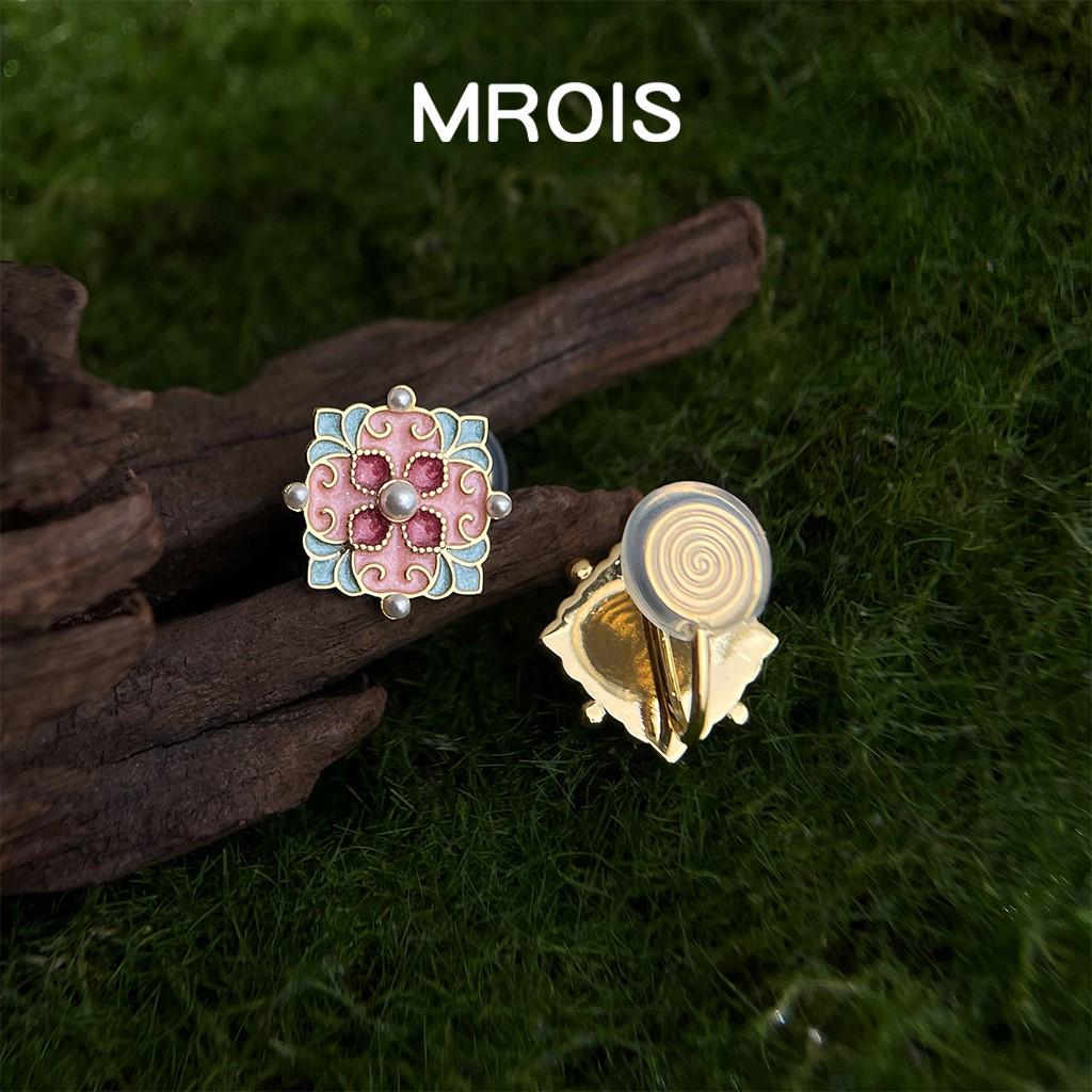 18k Gold Plated Enamel Drip Glaze Retro Stud Earrings: Ethnic Color Block Luxury for Women