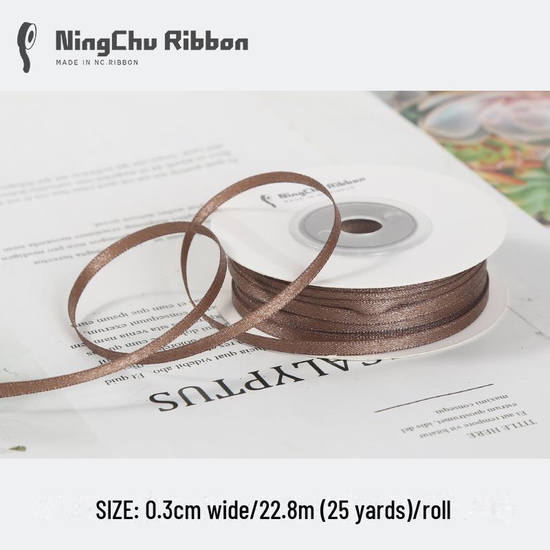 3mm Double-Sided Satin Silk Ribbon for DIY Gifts, Bows, Bouquets, and Baking Packaging