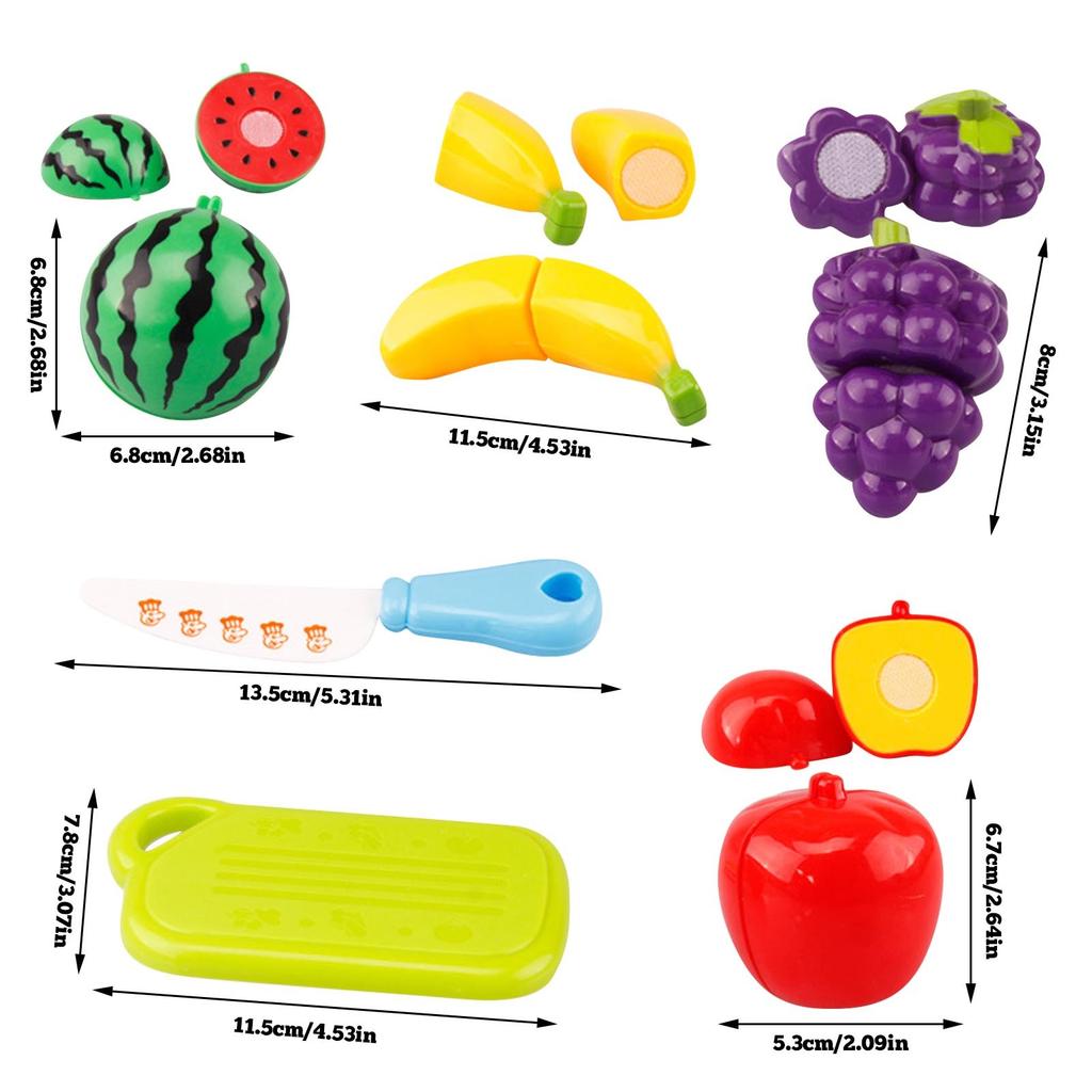 Kitchen Plastic Fruit Vegetable Food Pretend Reusable Role Play Cutting Set Kids Toys