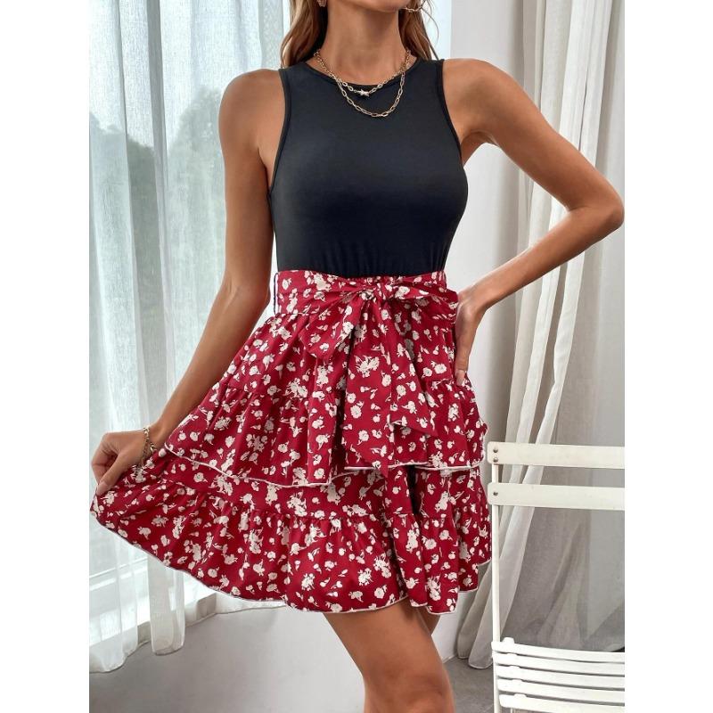 

Женское летнее платье-майка без рукавов с принтом XXXL красный