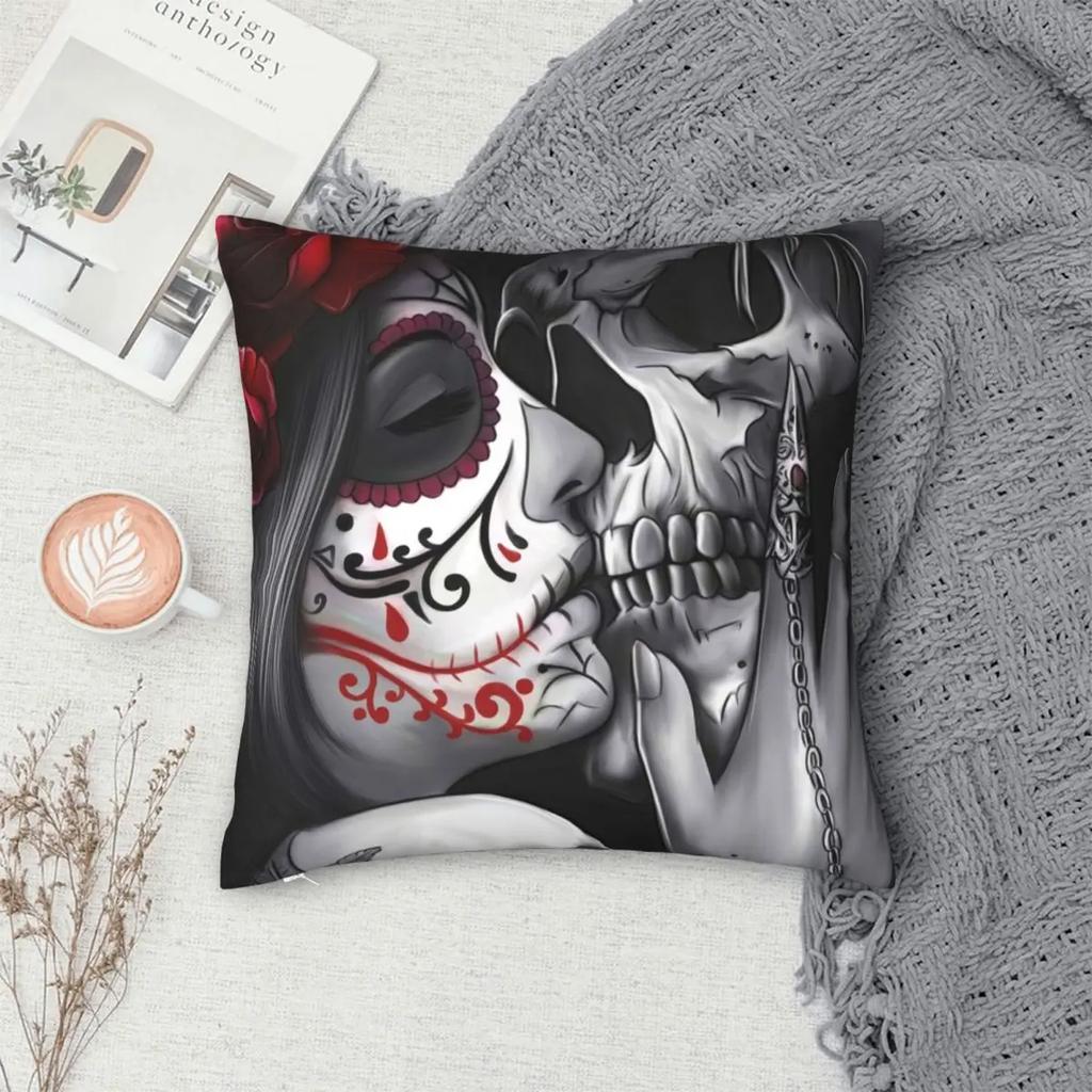 Sugar Skull Pillowcase Soft Polyester Cushion Cover Decor Day of the Dead Throw Pillow Case Cover Home Wholesale