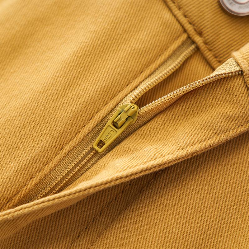 Damen Ingwergelbe Slim-Fit Straight-Leg Jeans - 2025 Frühling & Herbst Mode