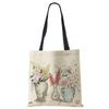 Plant Flowers Shopping Tote Bag Women Canvas Print Shoulder Bag Reusable Harajuku Large Capacity Travel School Handbag CLE