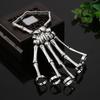 Pulsera con anillo de mano de esqueleto estilo Punk, pulsera con dedos de calavera para Halloween, brazalete ajustable de una pieza para hombre y mujer