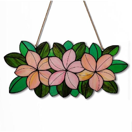 Stained Glass Lotus Flower Window Hanging Sun Catcher Holiday Decoration Window Panels Birthday Gifts for mom,Woman and Friends (Pink)