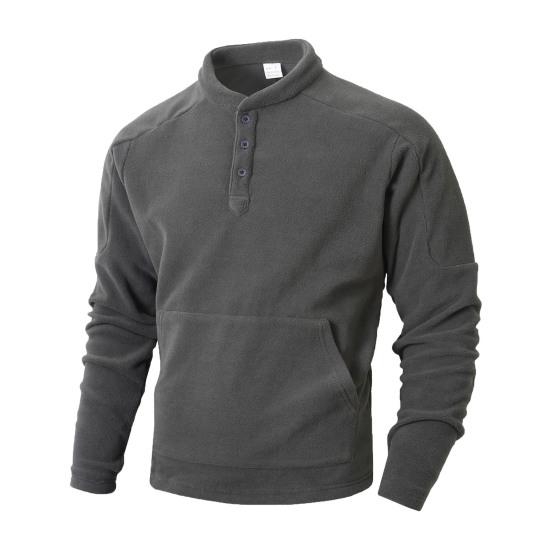 

Men Stand Collar Sweatshirt Quarter Button-up Collar Casual Sweatshirt Fall Winter Warm Pullover with Kangaroo Pocket for Sports Street Wear S