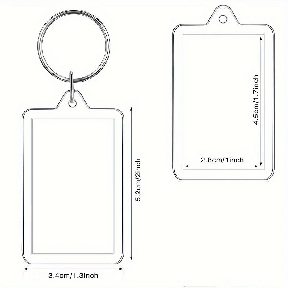 15pcs Creative Simple Blank Photo Keyrings Acrylic Blank Picture Insert Keychain Double Sided Clear Key Ring Photo Holder DIY Party Guest Gifts