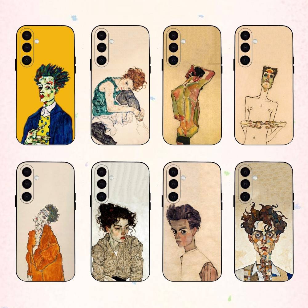 painter E-Egon S-Schiele phone Case For Samsung Galaxy A73,A72,A71,A70,A53,A52,A51,Others Soft Black Shell