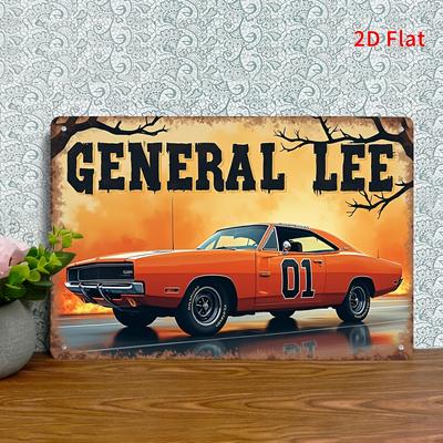[Vintage Iron Wall Plaque] Surface,Vintage Iron Wall Plaque - "General Li 01" Vintage Car Art with Flame Orange And Black Design