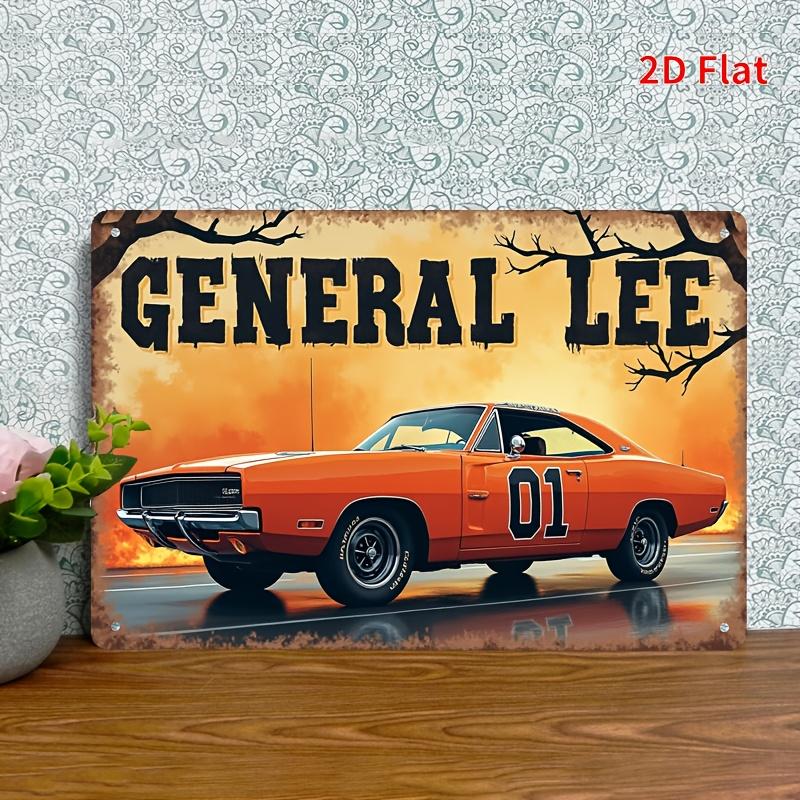 [Vintage Iron Wall Plaque] Surface,Vintage Iron Wall Plaque - "General Li 01" Vintage Car Art with Flame Orange And Black Design