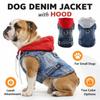 Cool Spring Dog Hoodies with D-Ring Puppy Harness Coat Dog Jean Jacket Vest  For Small Medium Dogs