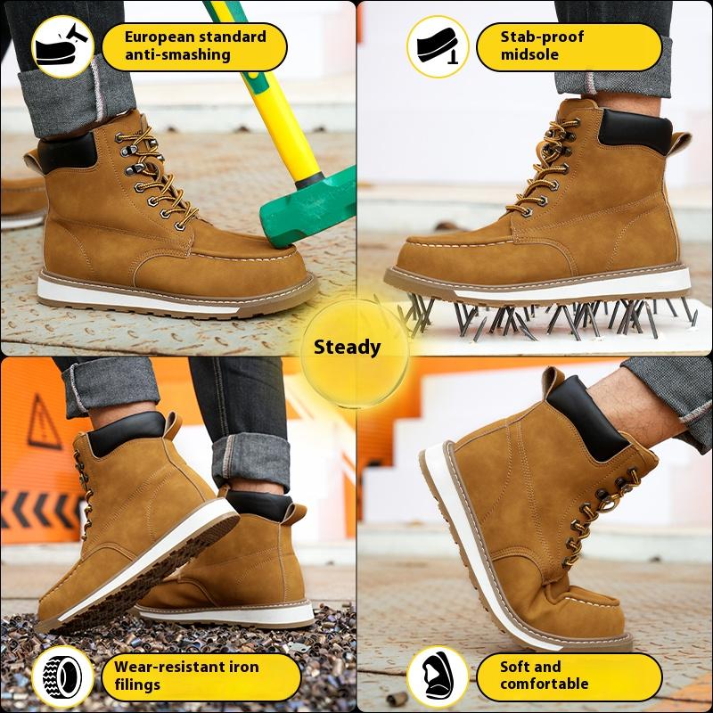 Hombre Steel Toe Work Boots Construction Safety Boots Men Indestructible Anti-smash Stab-resistant Safety Shoes Botas Para