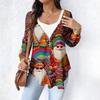 Women's Fashionable Casual Long Sleeved Loose Oversized Printed Top