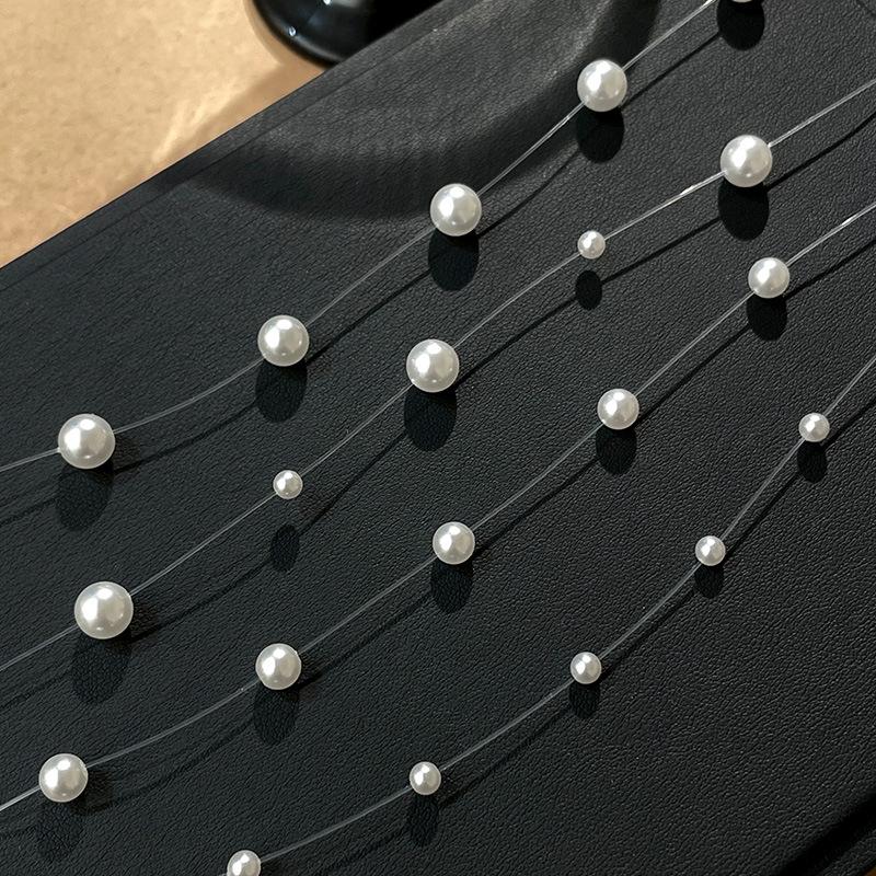 S925 Silver Mermaid Pearl Necklace - Luxurious French Starry Sky Layered Clavicle Chain