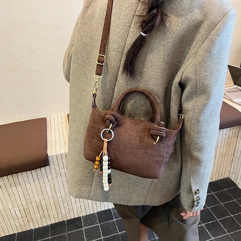 Women Small Suede Crossbody Bag 2026 New New Retro Short Handle Shoulder Bag Luxury Designer Handbags and Purses