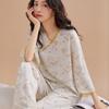Classical national style new Chinese pajamas women's spring, summer and autumn new cotton silk disc buckle sweet loungewear hanfu two-piece set