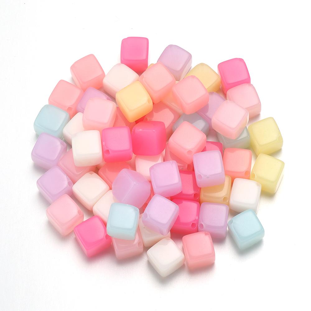 20/50 Stück Acryl-Quadratperlen Jelly-Farbe Würfel Lose Abstandshalterperlen Für DIY Schmuckherstellung Basteln Halsketten Armbänder Zubehör