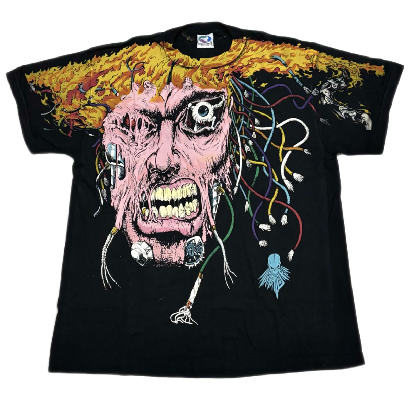 VTG Wolverine Overload AOP Comic Fantasy Art Liquid Blue Mens XL REPRINT Unisex T-Shirt XXXXL