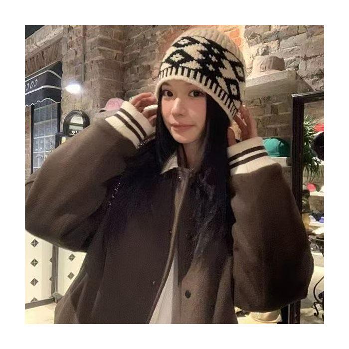 

Women s Autumn Color-Block Patchwork Lapel Baseball Jacket in Maillard Style - Trendy Loose Fit S